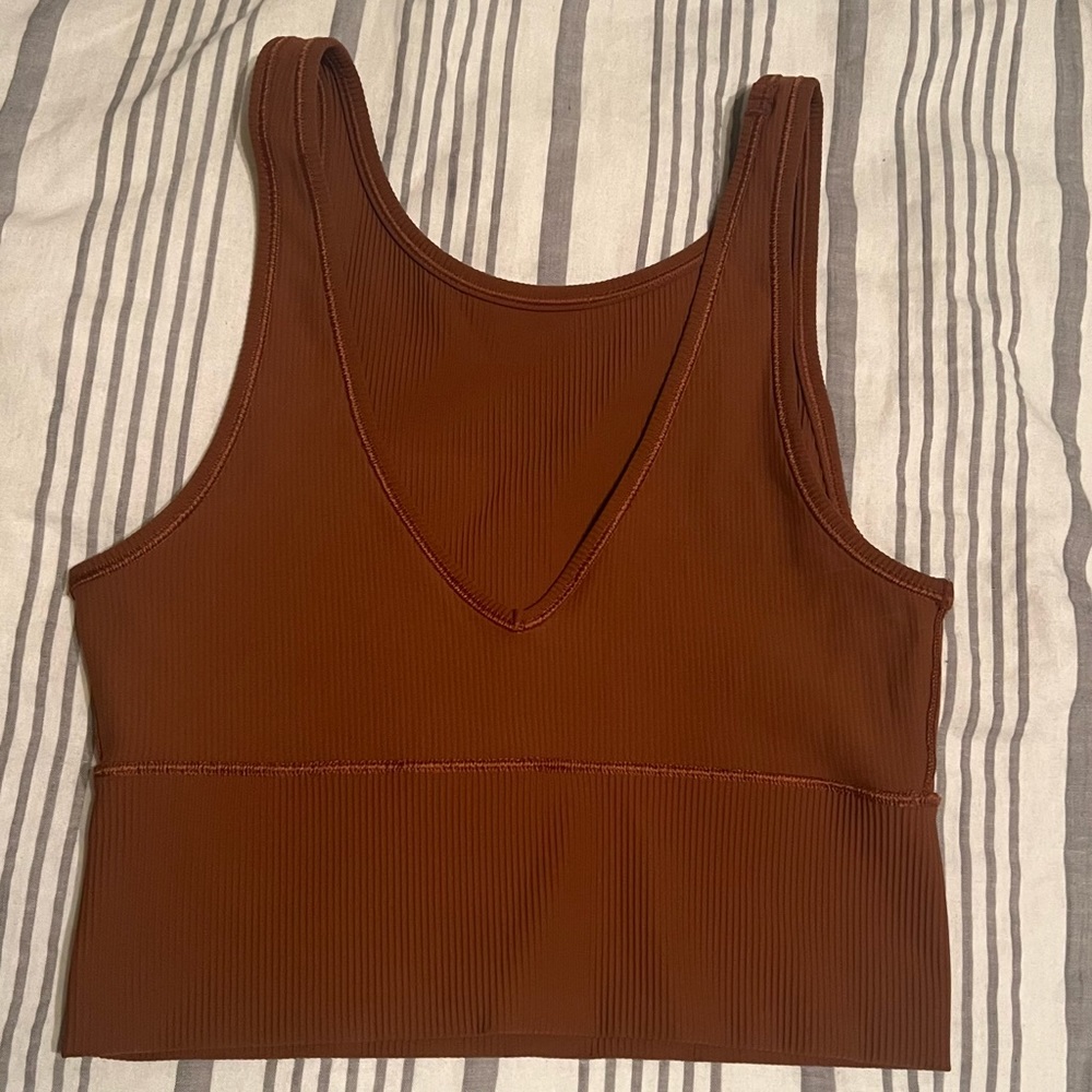 Lululemon Power Pivot Ribbed Tank - Copper Brown Size 6 - Picture 4 of 4